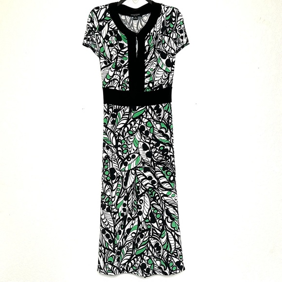 Perceptions New York Fit and Flare Maxi Dress size 14 Black, Green, White - Picture 1 of 9